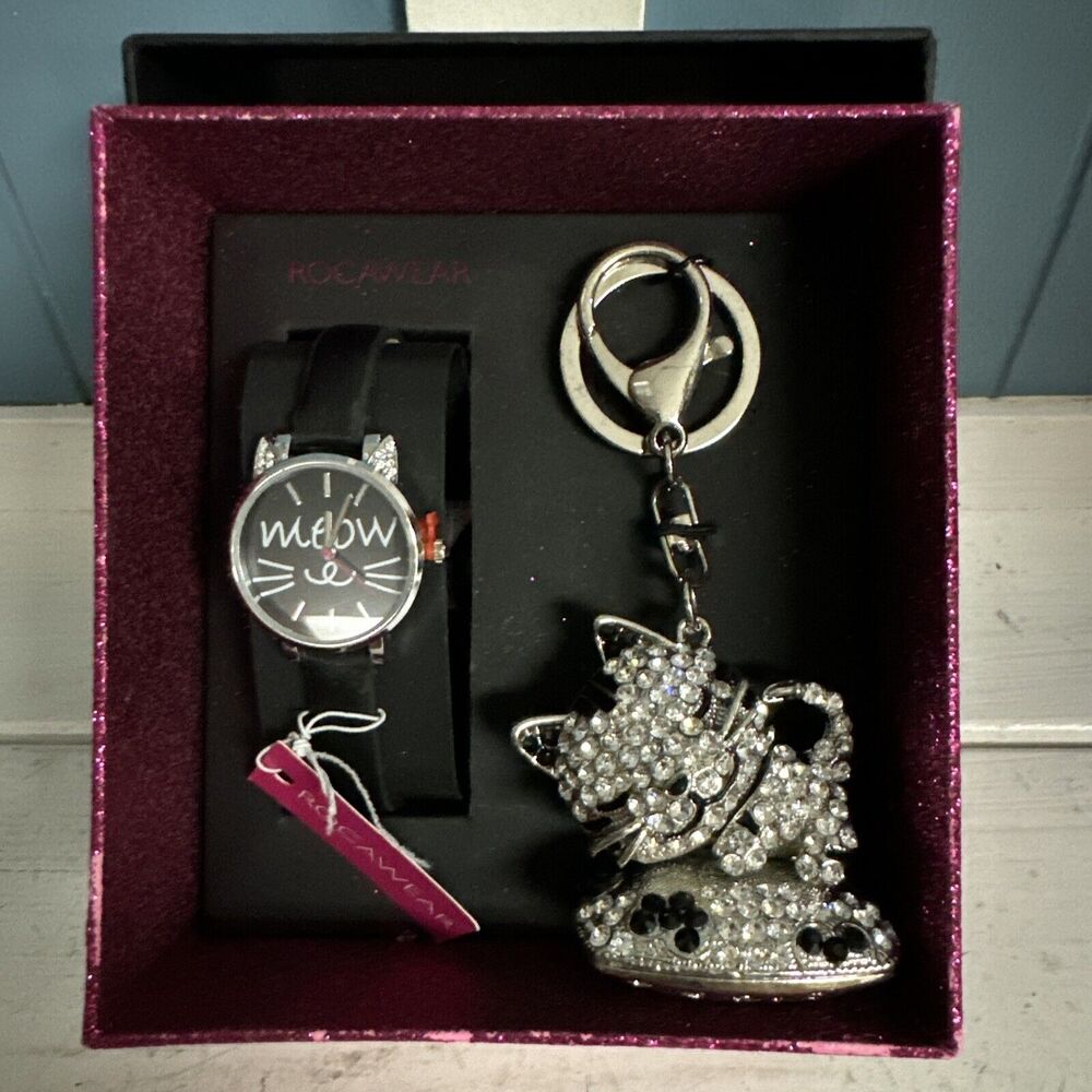 Rocawear Women’s Quartz Analog Watch‎ with Bling Kitty Keychain Gift Set